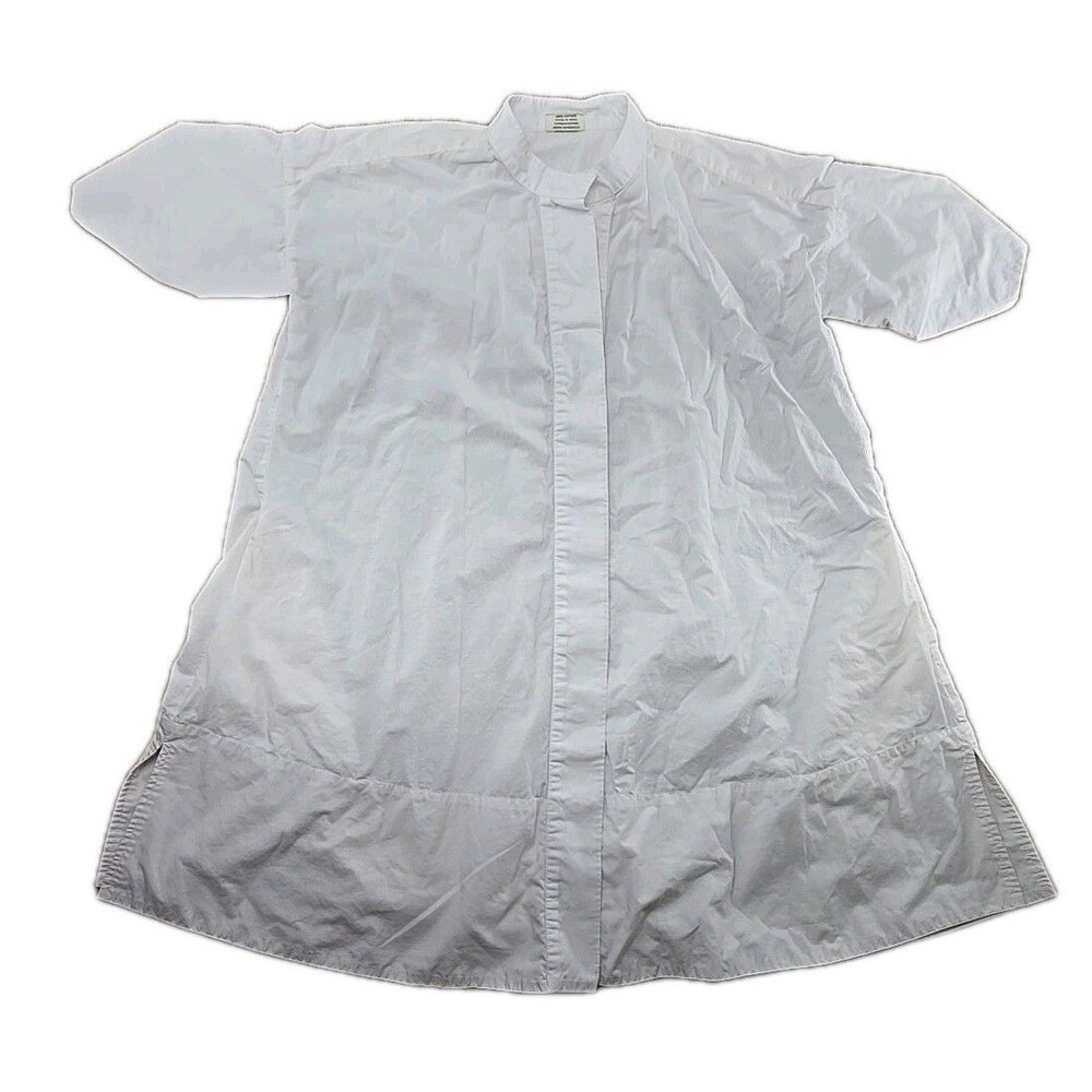 Julia Armory Women's Medium Ivory Shirt Dress Tunic Cotton Button Front Pockets